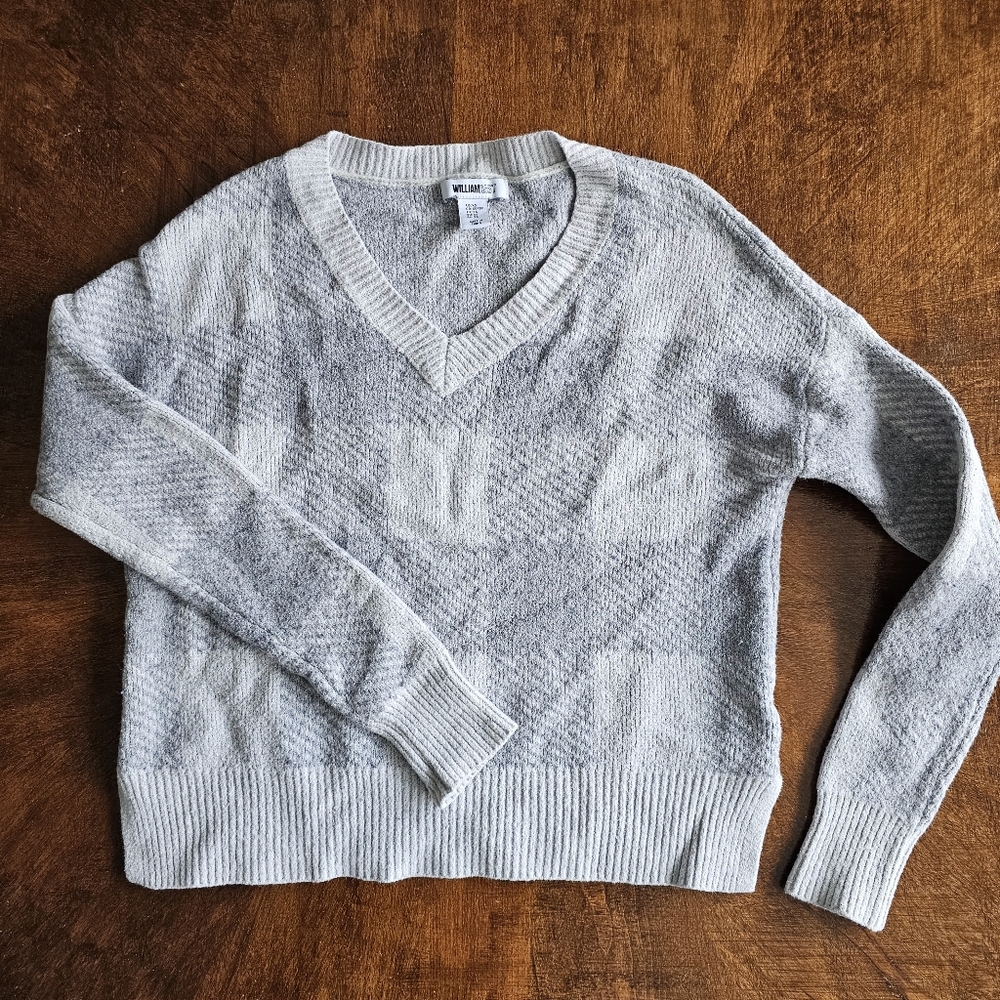 William Rast Gray White Plaid Sweater Womens Size XS